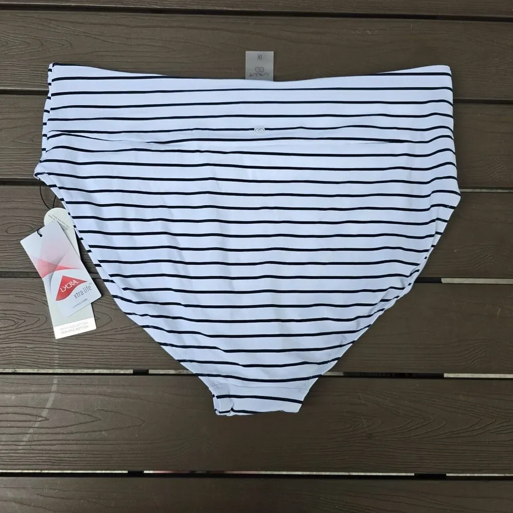 CALIA Women's Black U-Bar Halter Cami Tankini W/ Wide Band Bikini Sz 1X New